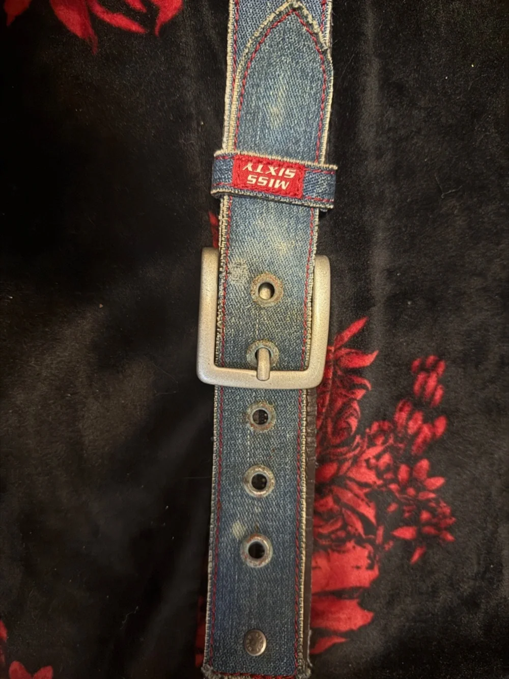 Miss Sixty Blue Denim Belt with Red Accents - Picture 3 of 7